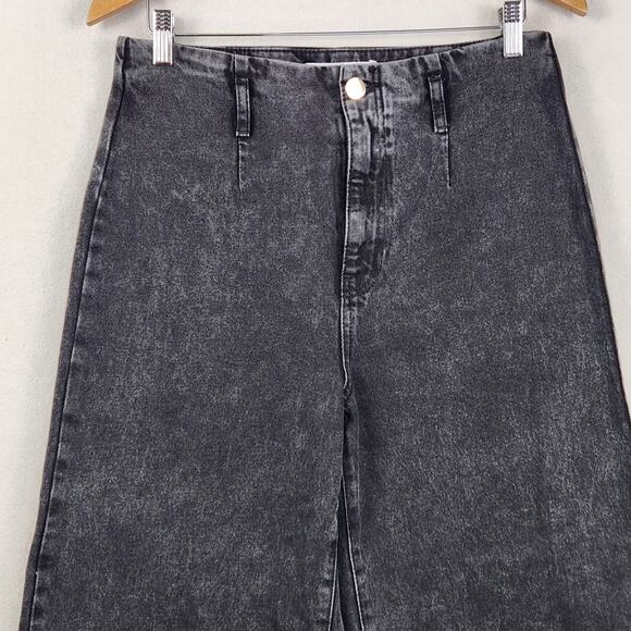 Zara Baggy Wide Jeans Women’s SZ 10 Black Wide Leg Crop Denim High Rise Cotton - Picture 4 of 14